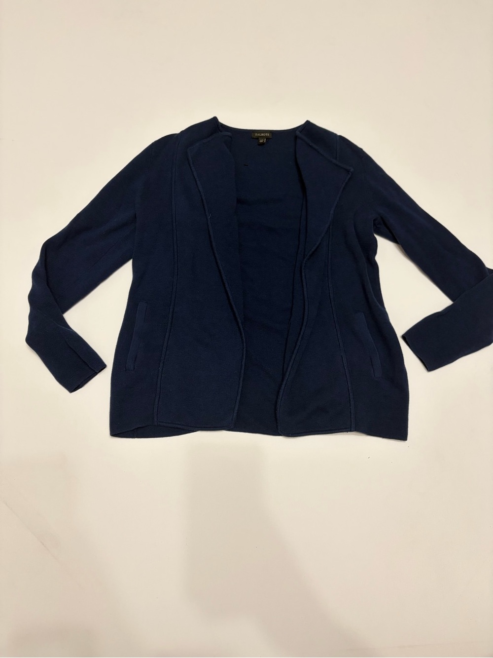 Talbots Deep Navy Open Cardigan Sweater size XS work office wear casual comfy